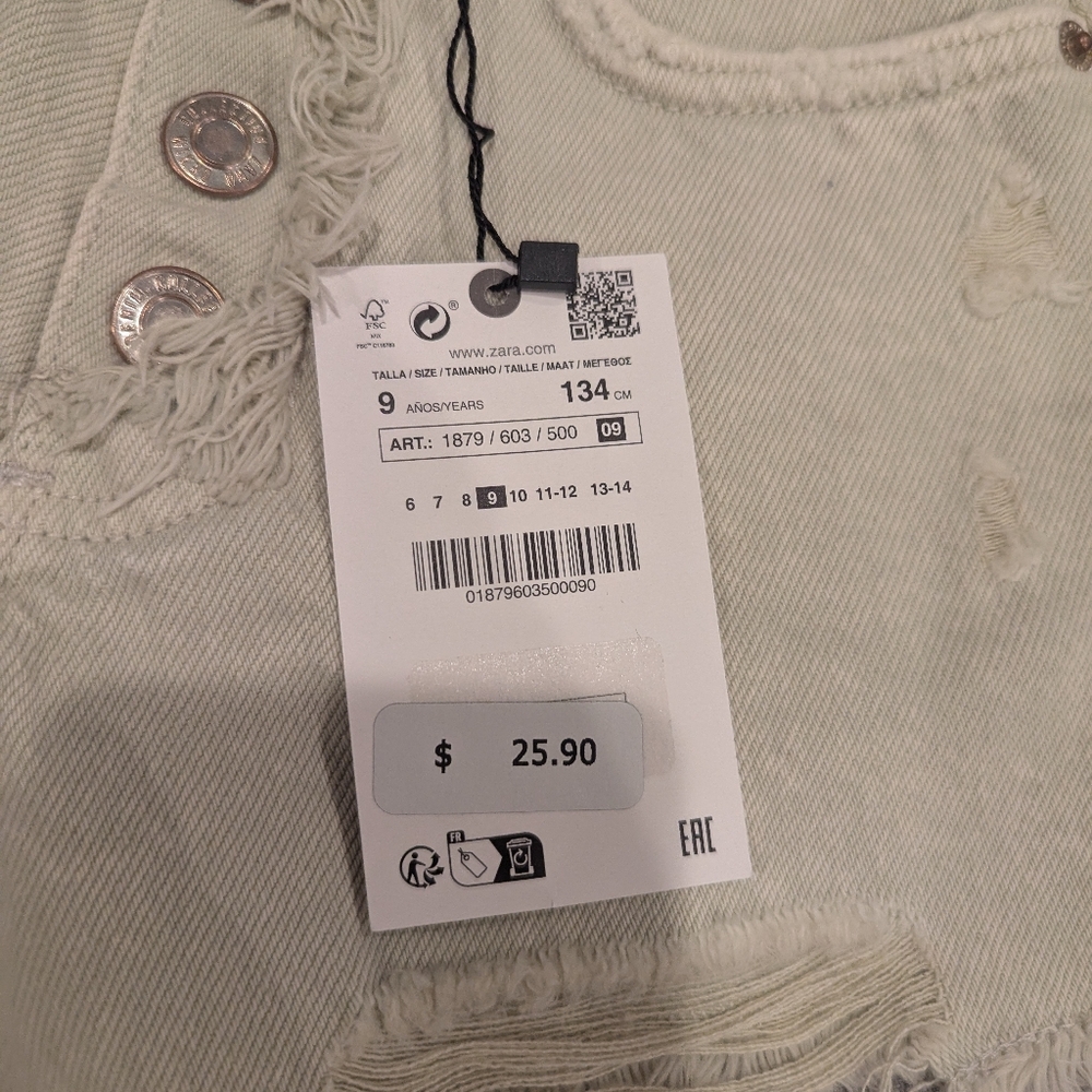 Zara girls fly button shorts adjustable waist - Picture 8 of 10